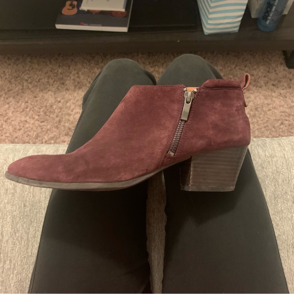 Franco Sarto - Women's Suede Ankle Bootie - Burgundy